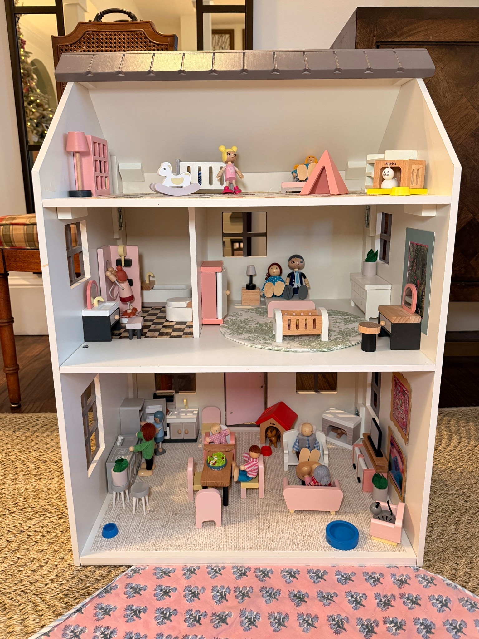 We were given this pb kids dollhouse so we accessorized it with scrap fabric, wallpaper and wooden Amazon dollhouse accessories! 

#LTKHoliday #LTKBaby