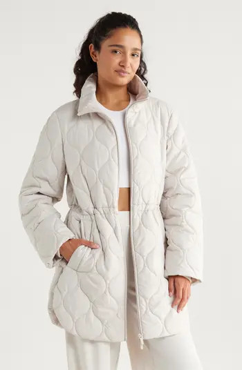 Zella Skyline Longline Quilted Jacket | Nordstrom | Nordstrom