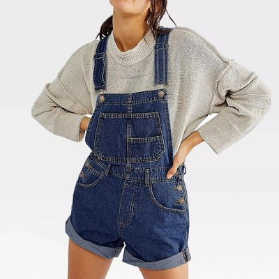 Womens Summer Overall Denim Shortall Loose Fit Adjustable Shorts Denim Overall Rompers Denim Bib Shorts Denim Outfits,Dark Blue - S | Target