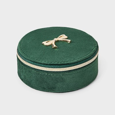 Round Travel Jewelry Organizer with Gold Bow - A New Day™ Green | Target