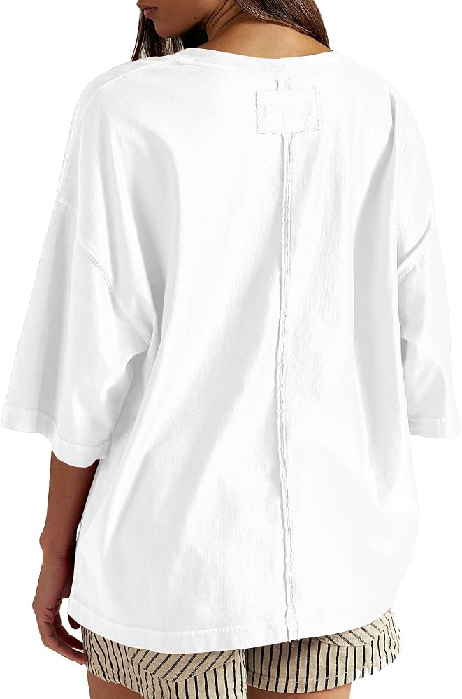 HUGOOME Womens Oversized T Shirts Summer Casual Short Sleeve Tops Cotton Crew Neck Loose Fit Basi... | Amazon (US)