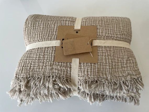 100% Cotton Muslin Throw Blanket 4 Layers Bedspread Soft | Etsy UK | Etsy (UK)