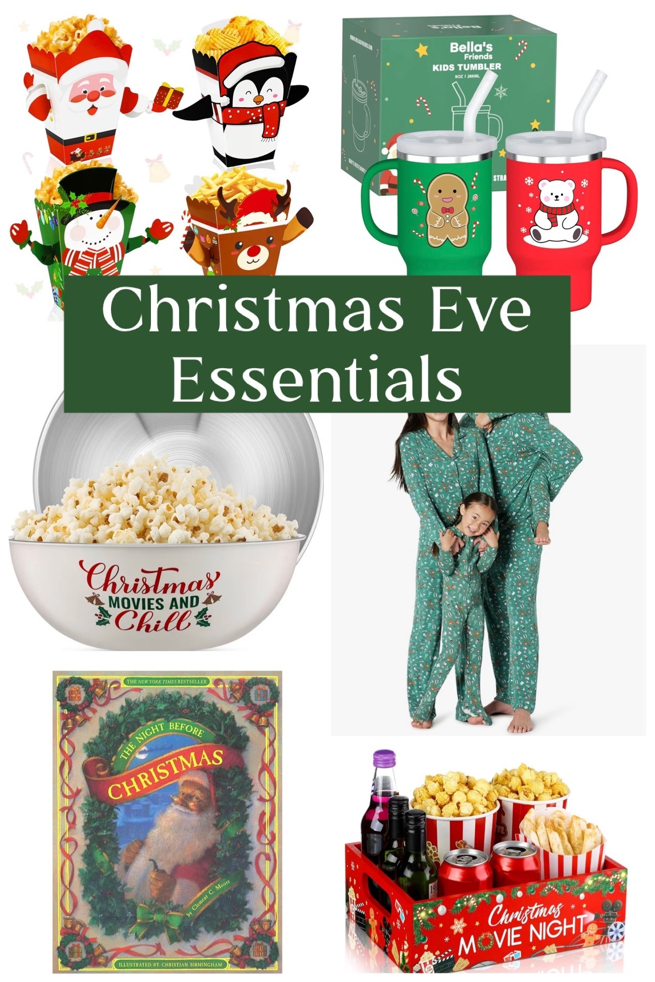Christmas Eve Essentials for a Cozy Family Night 🎄🍿

Everything you need for the sweetest Christmas Eve at home, all in one place ✨ From festive popcorn boxes and a fun movie night snack tray to the cutest kids’ Christmas tumblers, this is our go-to setup for an easy, cozy night in. Add matching family pajamas for all the holiday vibes, pop some popcorn in the Christmas movie bowl, and settle in with The Night Before Christmas for a tradition-worthy read before bedtime 🎅📖

Perfect for Christmas Eve traditions, holiday movie nights, kids’ Christmas surprises, or even a last-minute holiday gift idea. These are simple, affordable finds that make the night feel extra special without any stress ❤️🎄🍿

#LTKHoliday #LTKKids #LTKHome