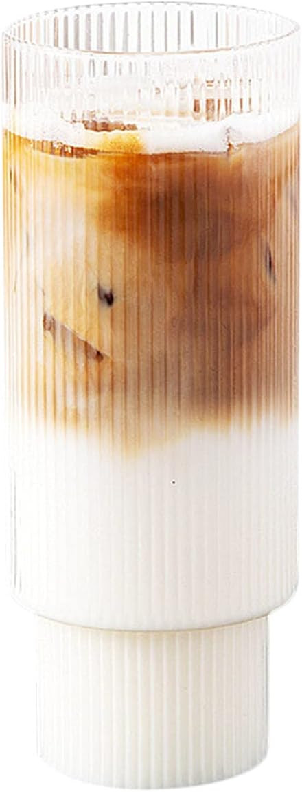 HIHTGS Glass Cup Coffee Mug, Clear Vintage Smoothie Cups Creative Heat Resistant Glassware Origam... | Amazon (US)