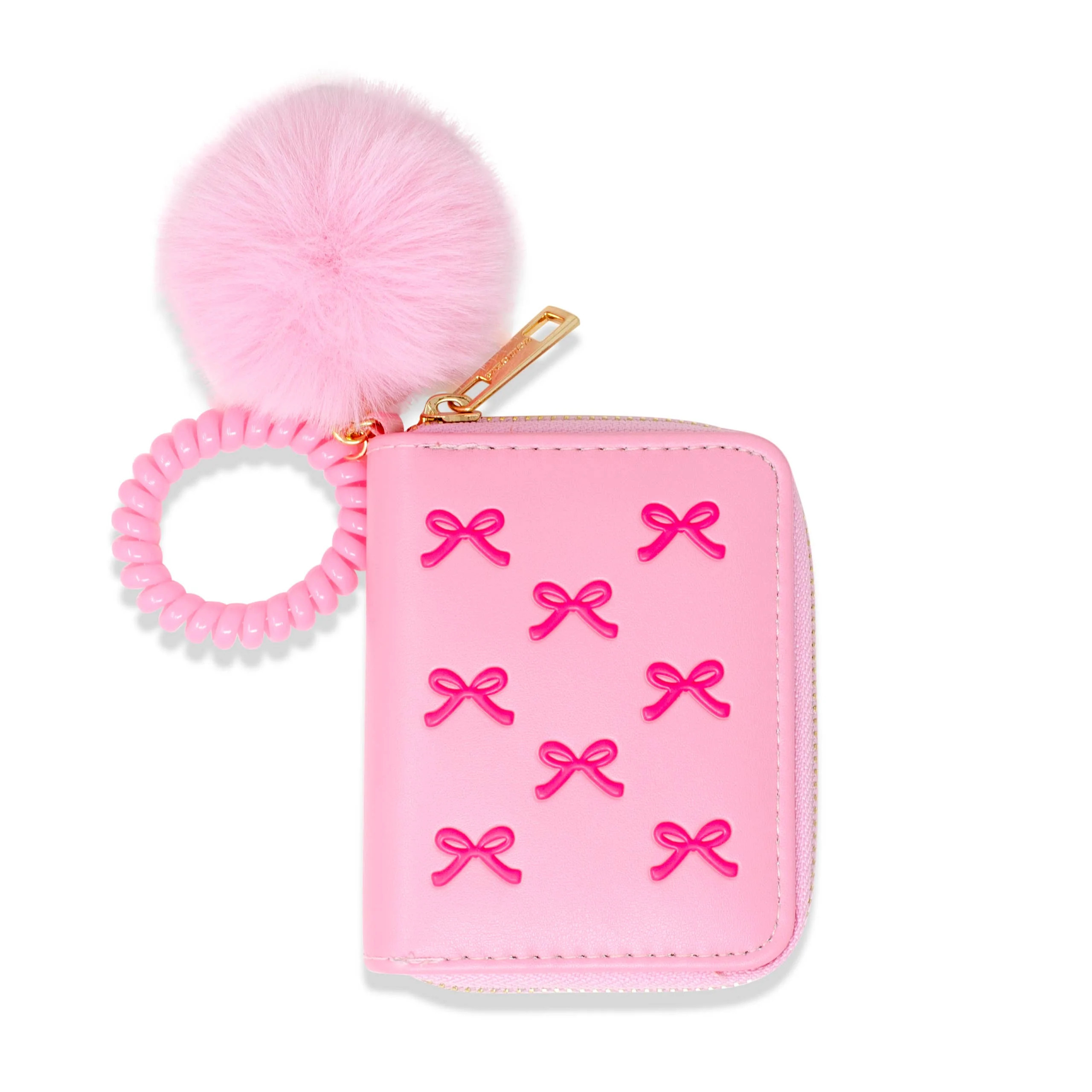 3D Bow Pom Pom Zip Wallet | Jones & Daughters