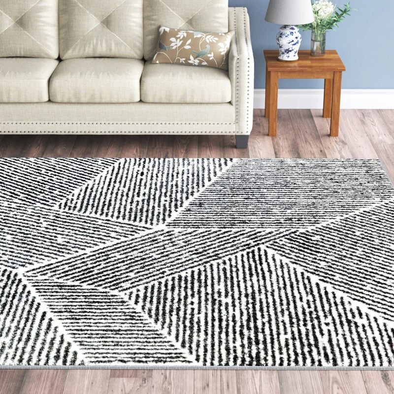 Aliana Striped Black/Beige Area Rug | Wayfair North America