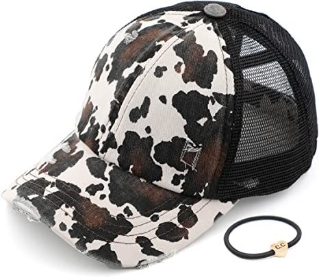 C.C Ponycap Messy High Bun Ponytail Adjustable Glitter Mesh Trucker Baseball Cap | Amazon (US)