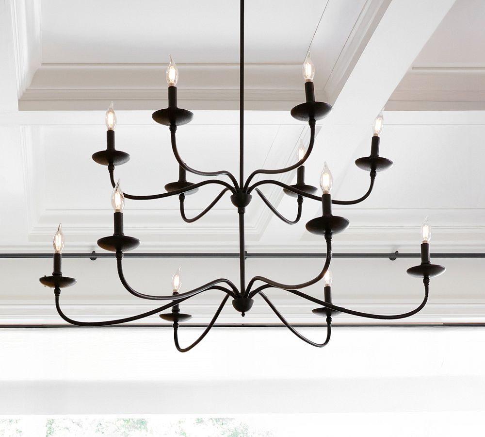 Lucca Iron Round 2-Tier Chandelier (48") | Pottery Barn (US)