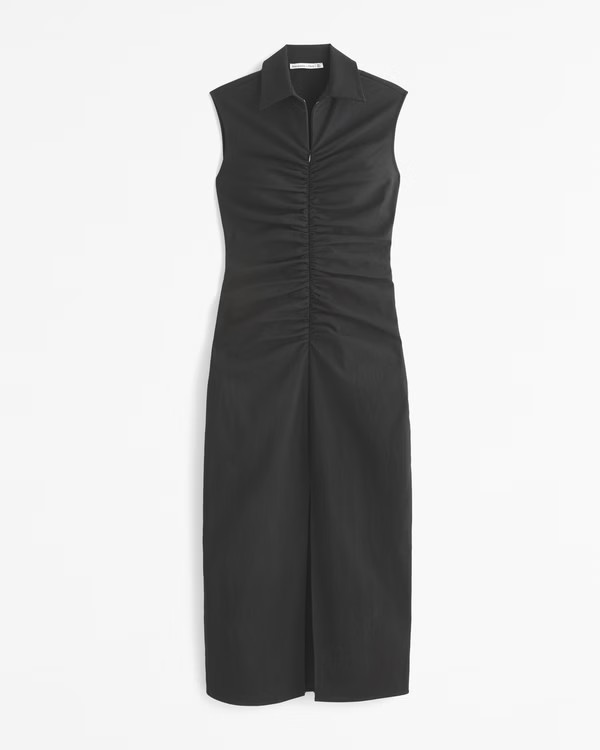 Collared Zip-Up Midi Dress | Abercrombie & Fitch (US)