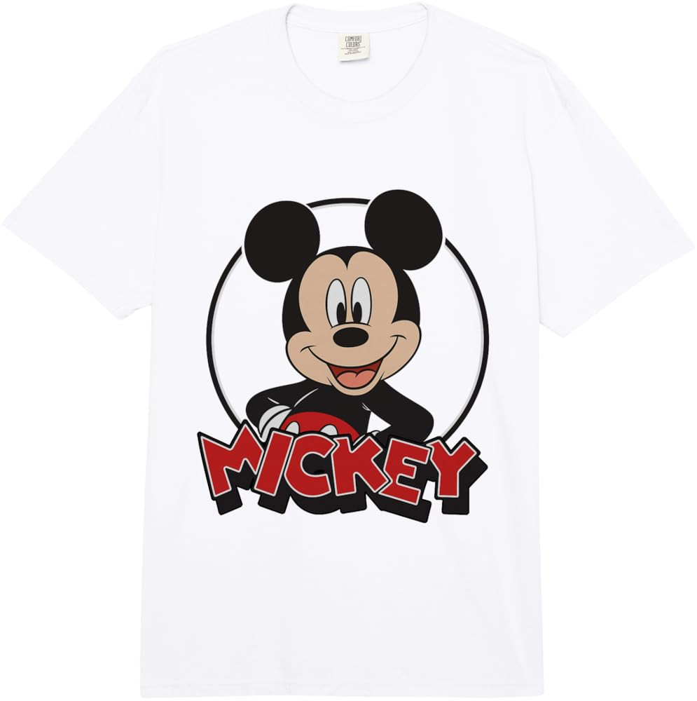 Disney Mickey and Friends Happy Mickey Face in Circle Comfort Colors Adult Heavyweight T-Shirt | Amazon (US)
