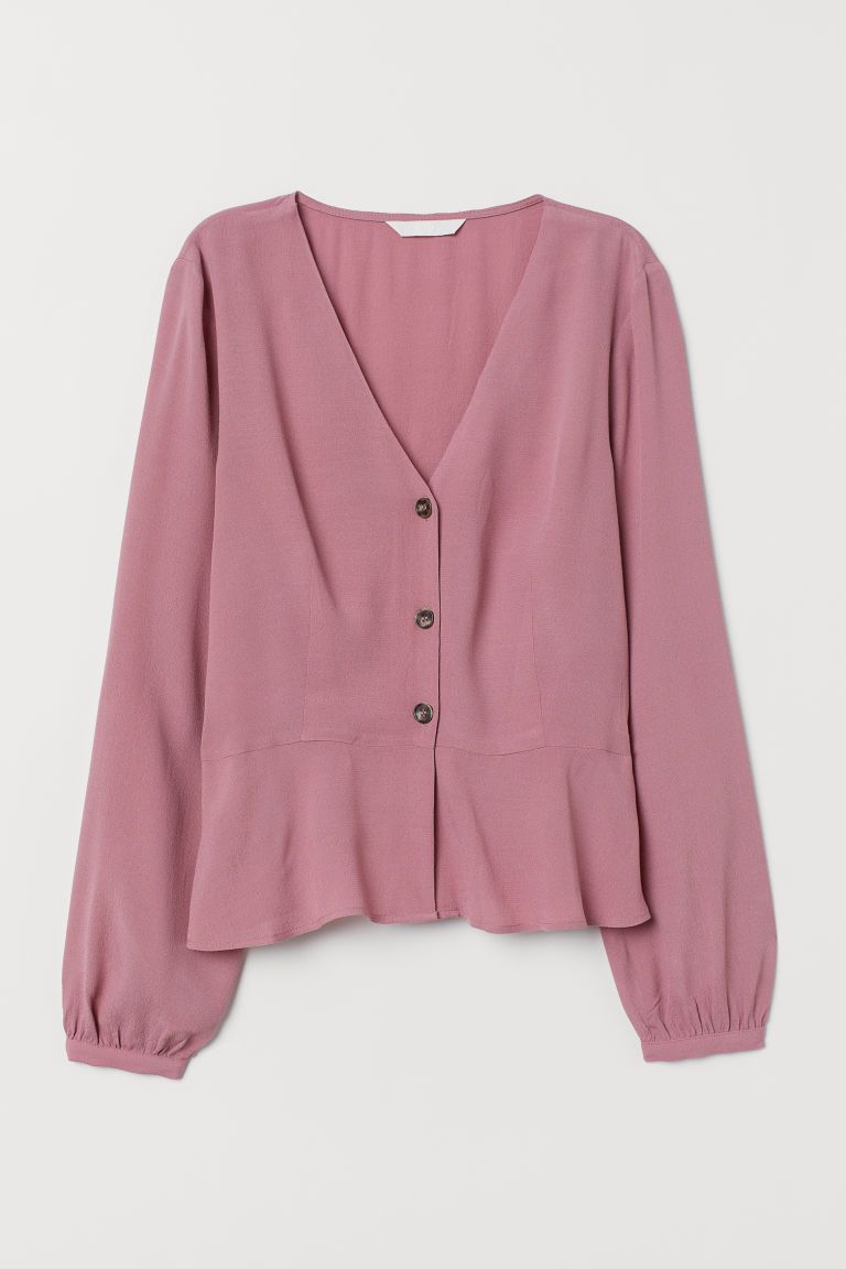 H & M - V-neck Blouse - Pink | H&M (US + CA)