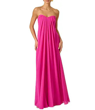 Adrianna Evening by Adrianna Papell Chiffon Pleated Strapless Sheath Long Dress | Dillard's