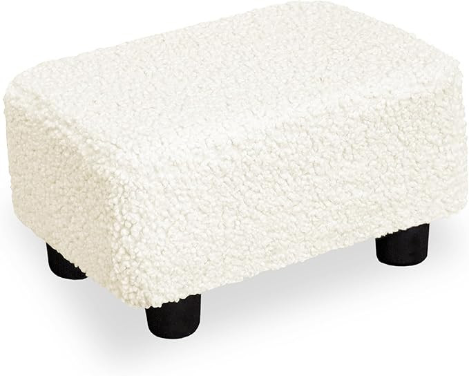 Small Foot Stool Ottoman 15.4" Sherpa Footstool with Legs Under Desk Footrest for Living Room Bed... | Amazon (US)