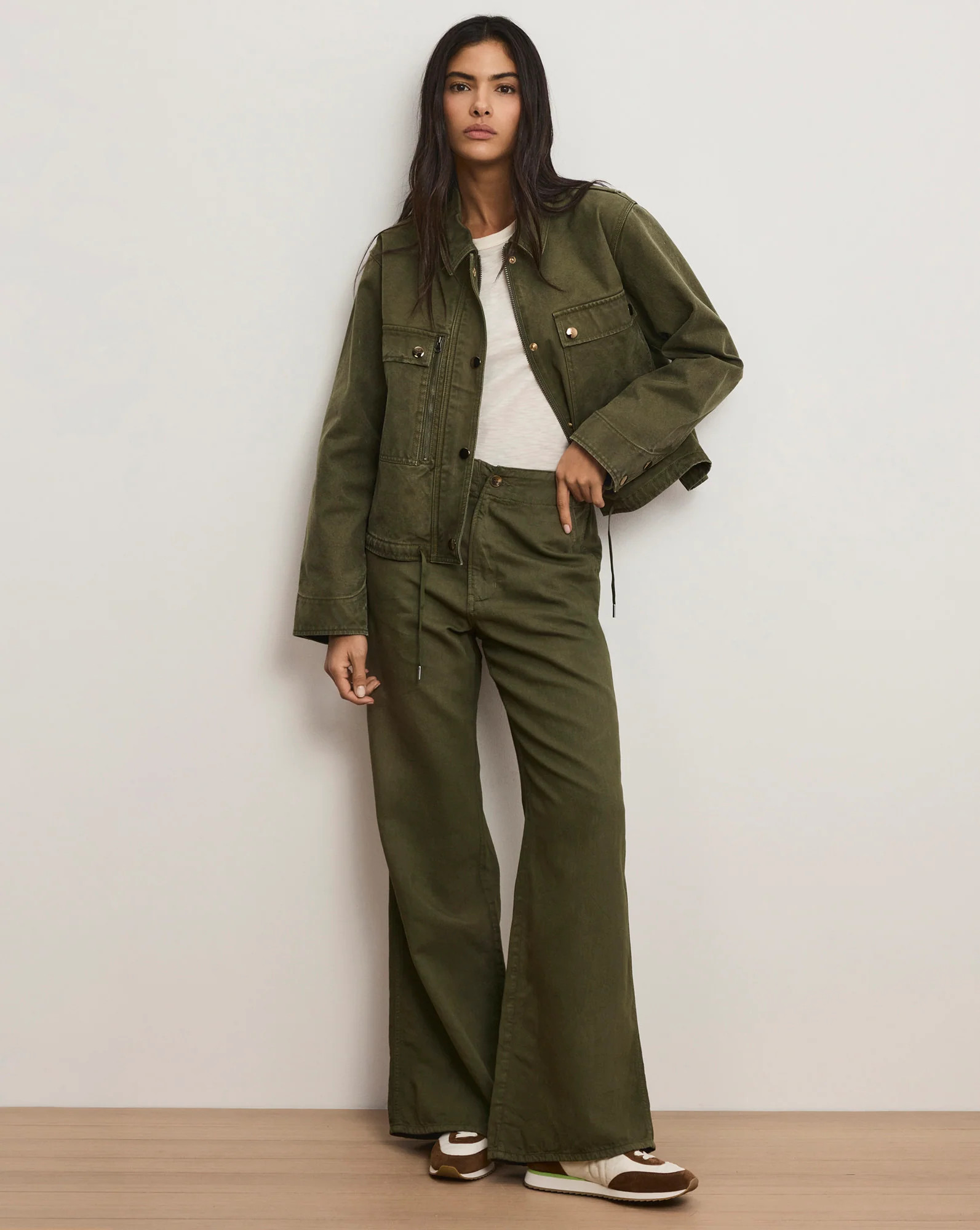 Kasey Wide-Leg Pant in Army Green | Veronica Beard | Veronica Beard