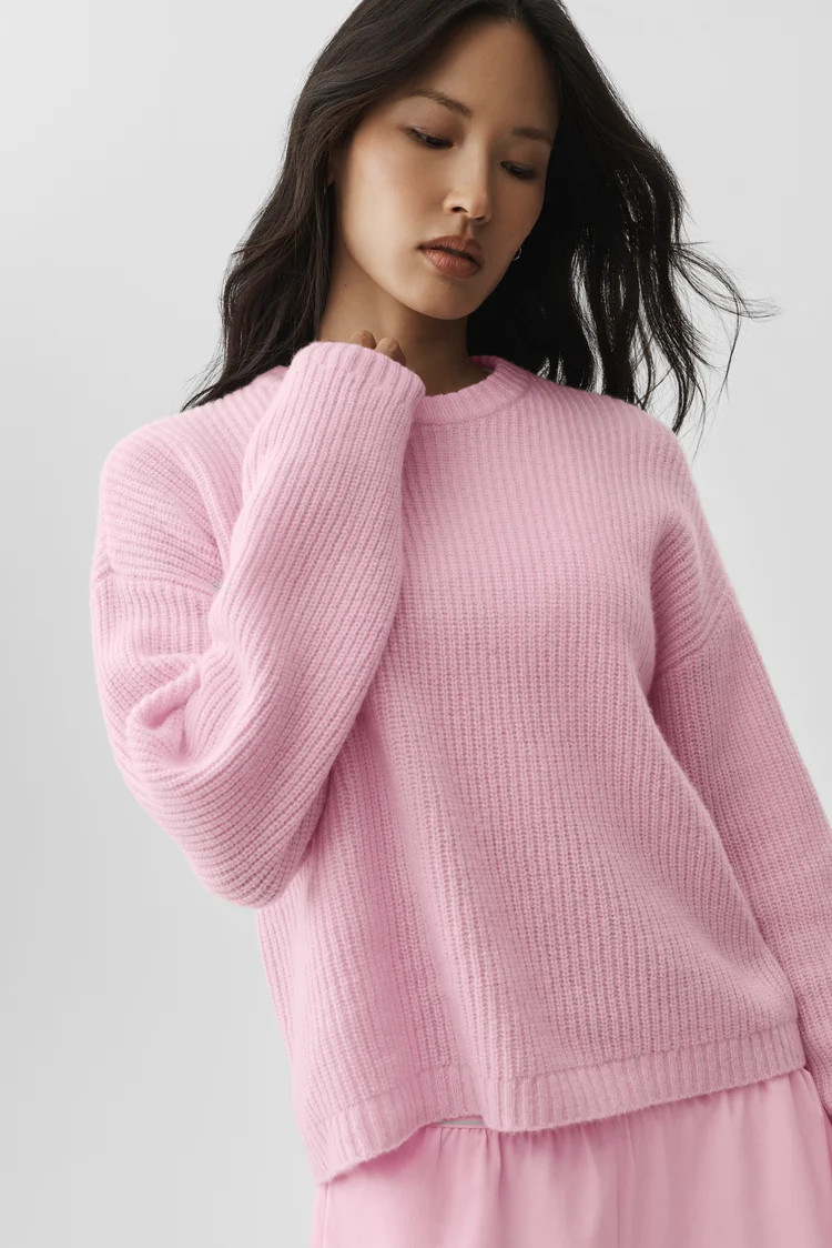 Wool Cashmere Ribbed Noble Crewneck Sweater | Alo Yoga