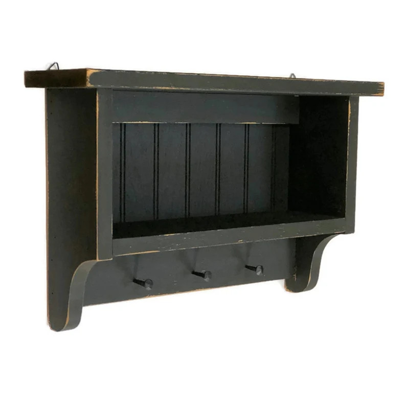 18" Distressed Wood Beadboard SHELF with Nail PEGS Black or Blue - Handmade Primitive Rustic Farm... | Etsy (US)