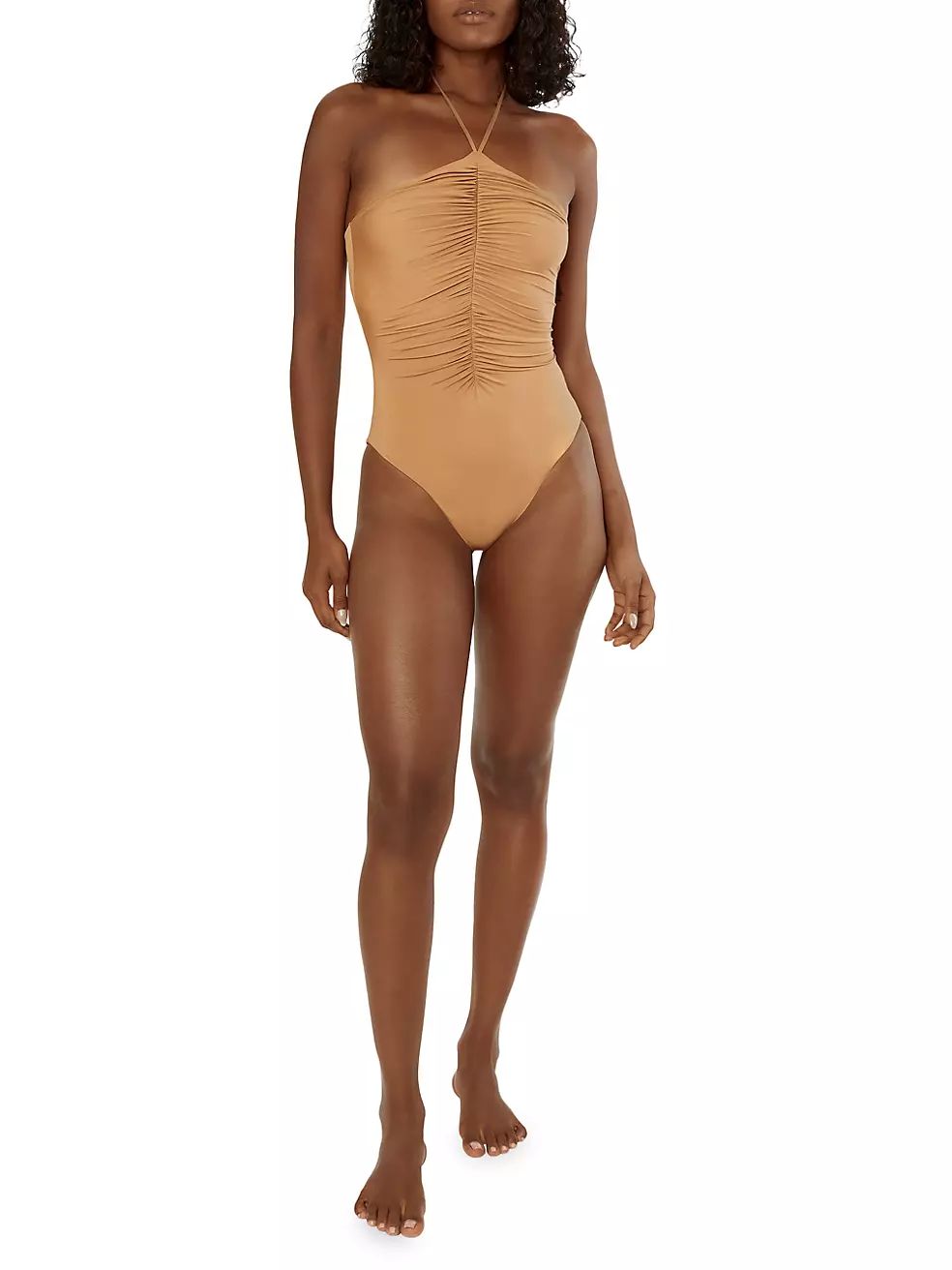 Acasia Ruched Halter One-Piece Swimsuit | Saks Fifth Avenue