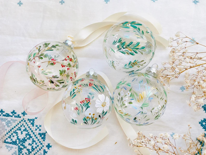 Hand Painted Clear Glass Ornament 3 Personalized - Etsy | Etsy (US)