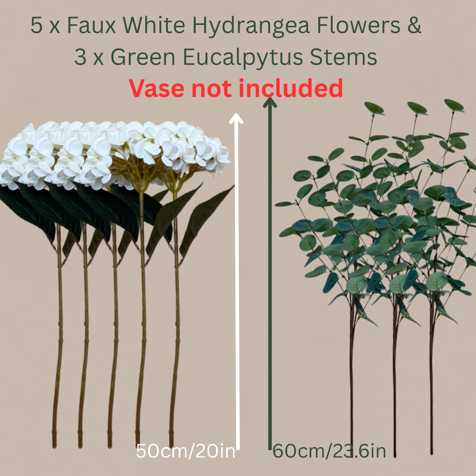 Real Touch White Faux Hydrangea And Eucalyptus Arrangement, Faux Floral Arrangements, Hyper Reali... | Amazon (US)