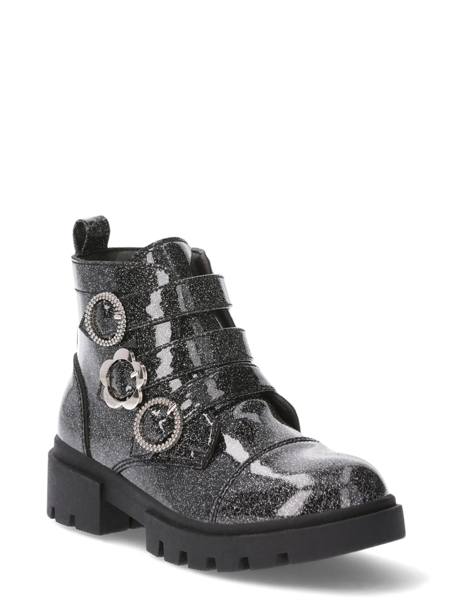 Justice Little Girl & Big Girls 3-Strap Buckle Boots | Walmart (US)