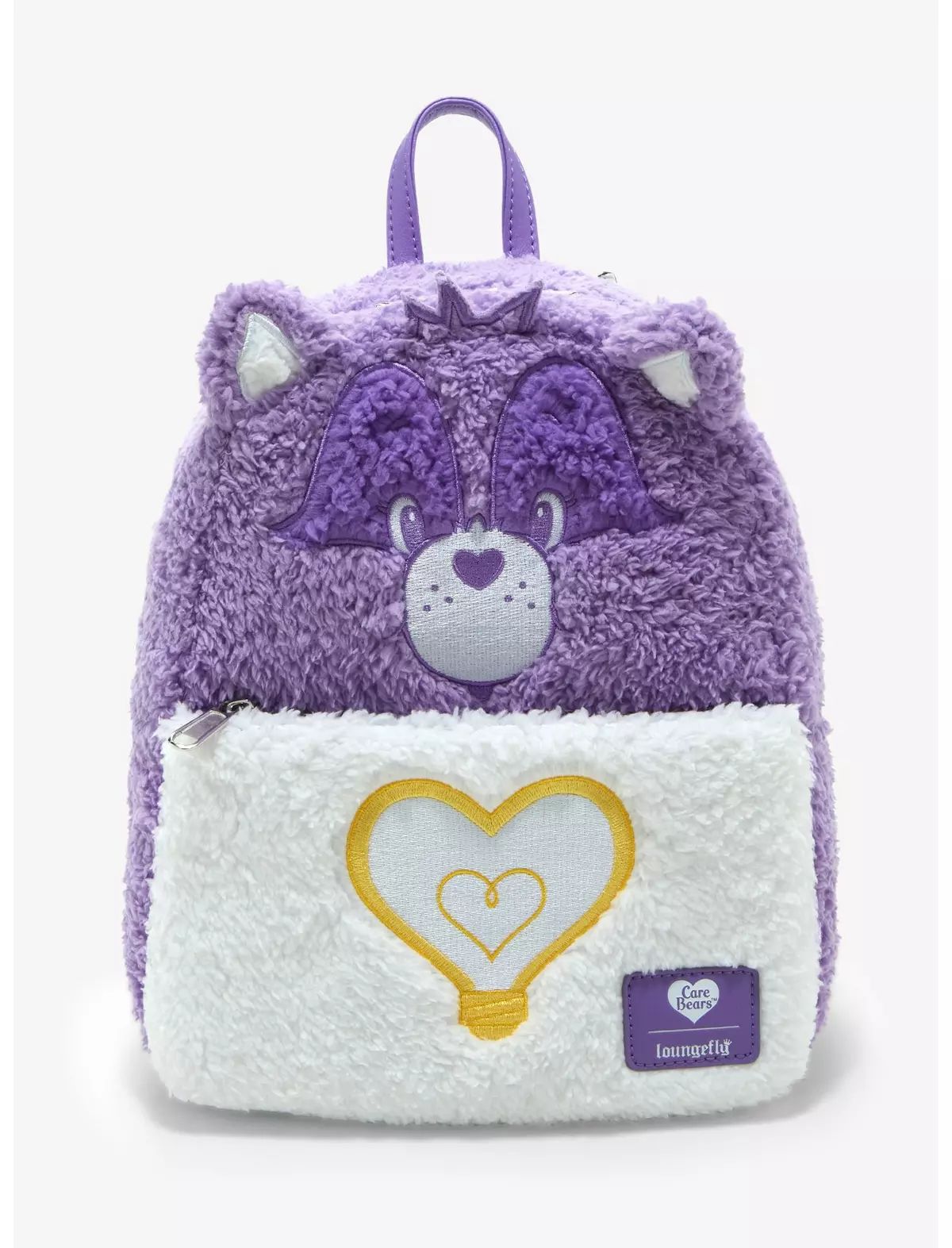 Loungefly Care Bears Bright Heart Raccoon Fuzzy Mini Backpack | Hot Topic