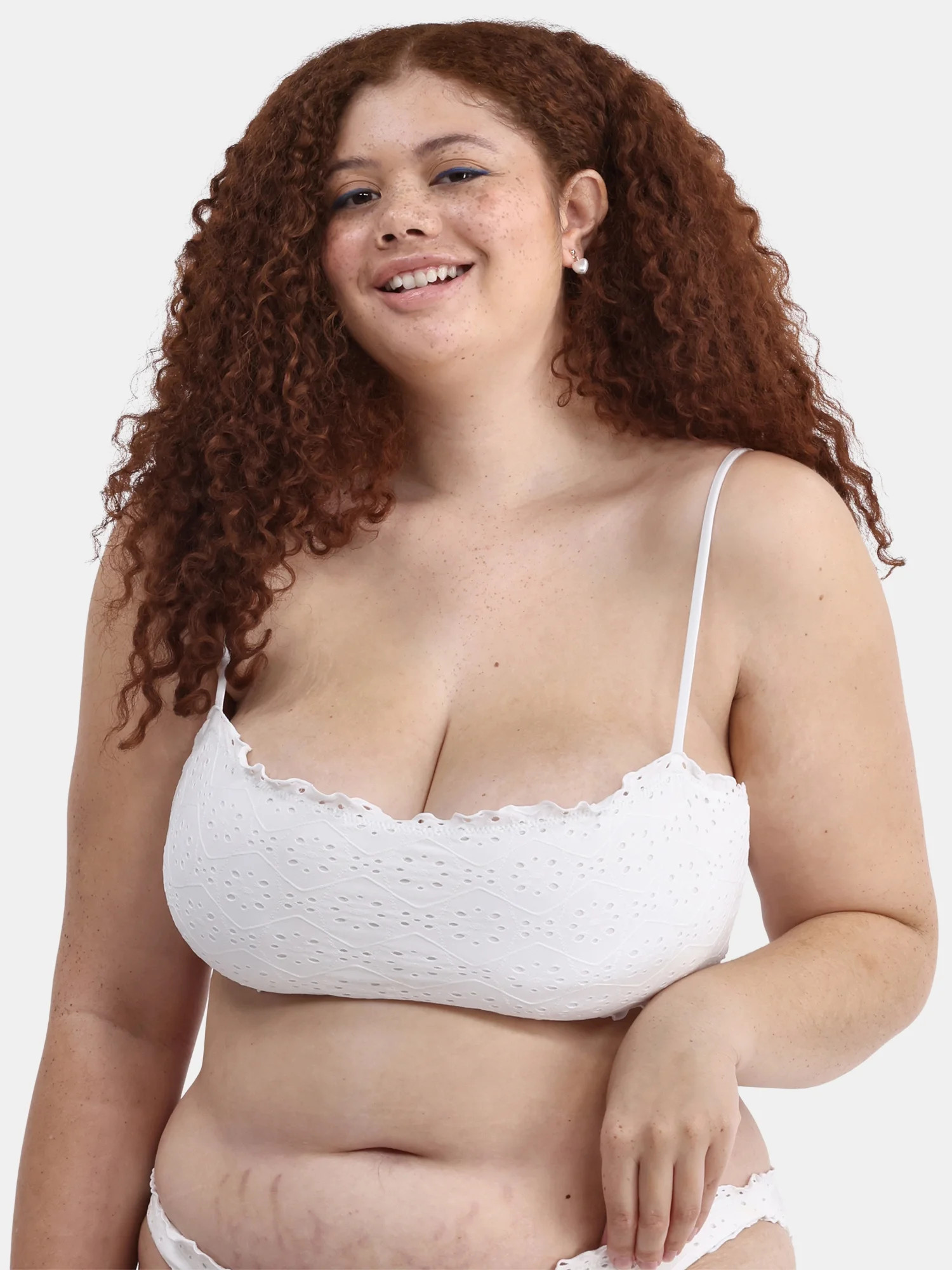 No Boundaries Eyelet Bandeau Swim Top, Women's | Walmart (US)