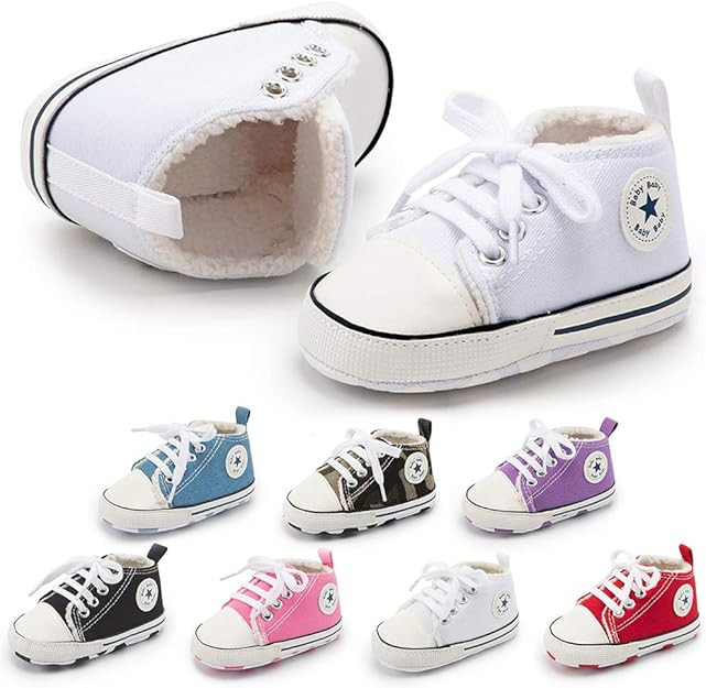Save Beautiful Baby Girls Boys Canvas Sneakers Soft Sole High-Top Ankle Infant First Walkers Crib... | Amazon (US)
