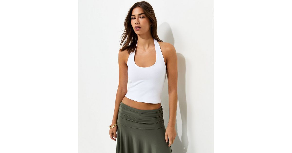 Women's White Cotton Rich Scoop Halter Neck Top New Look | New Look (UK)