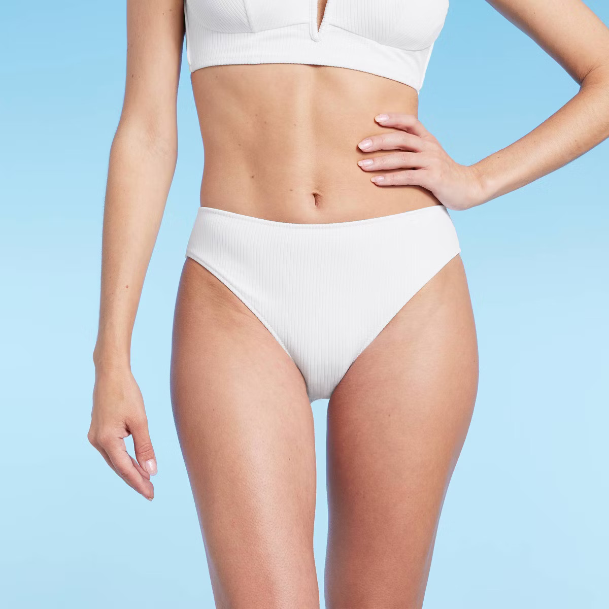 Women's Ribbed Mid-Rise Hipster Bikini Bottom - Shade & Shore™ | Target