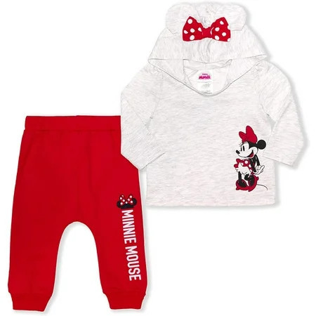 Disney Girl's 2-Piece Minnie Mouse Pullover Hoodie with Bow and Jogger Set | Walmart (US)