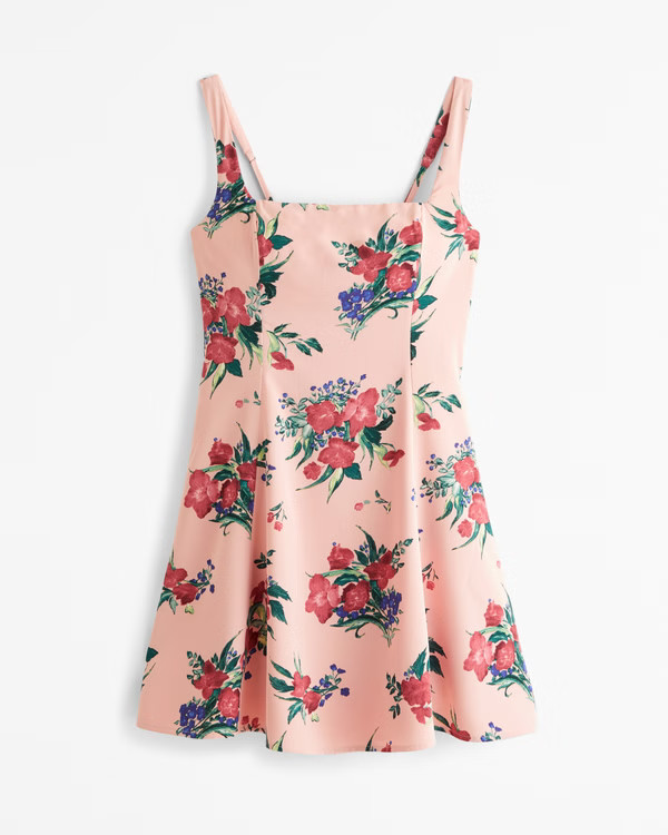 Fit & Flare Squareneck Mini Dress | Abercrombie & Fitch (US)