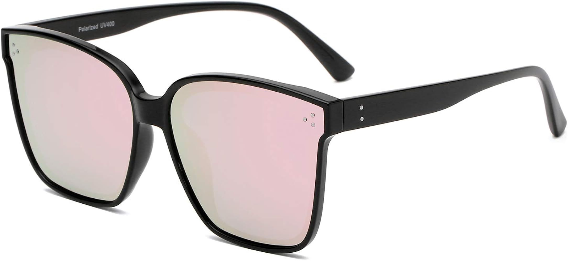 DUSHINE Oversized Square Polarized Sunglasses For Women With Rivets Retro Vintage UV Protection | Amazon (US)