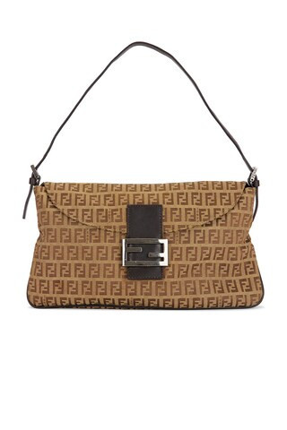 Fendi Zucchino Baguette Shoulder Bag in Brown | FWRD 