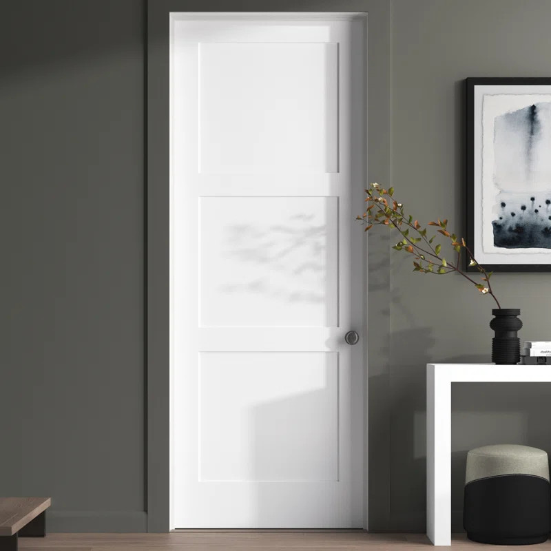 Primed 3 Equal Panel Interior Shaker Door Slab | Wayfair North America