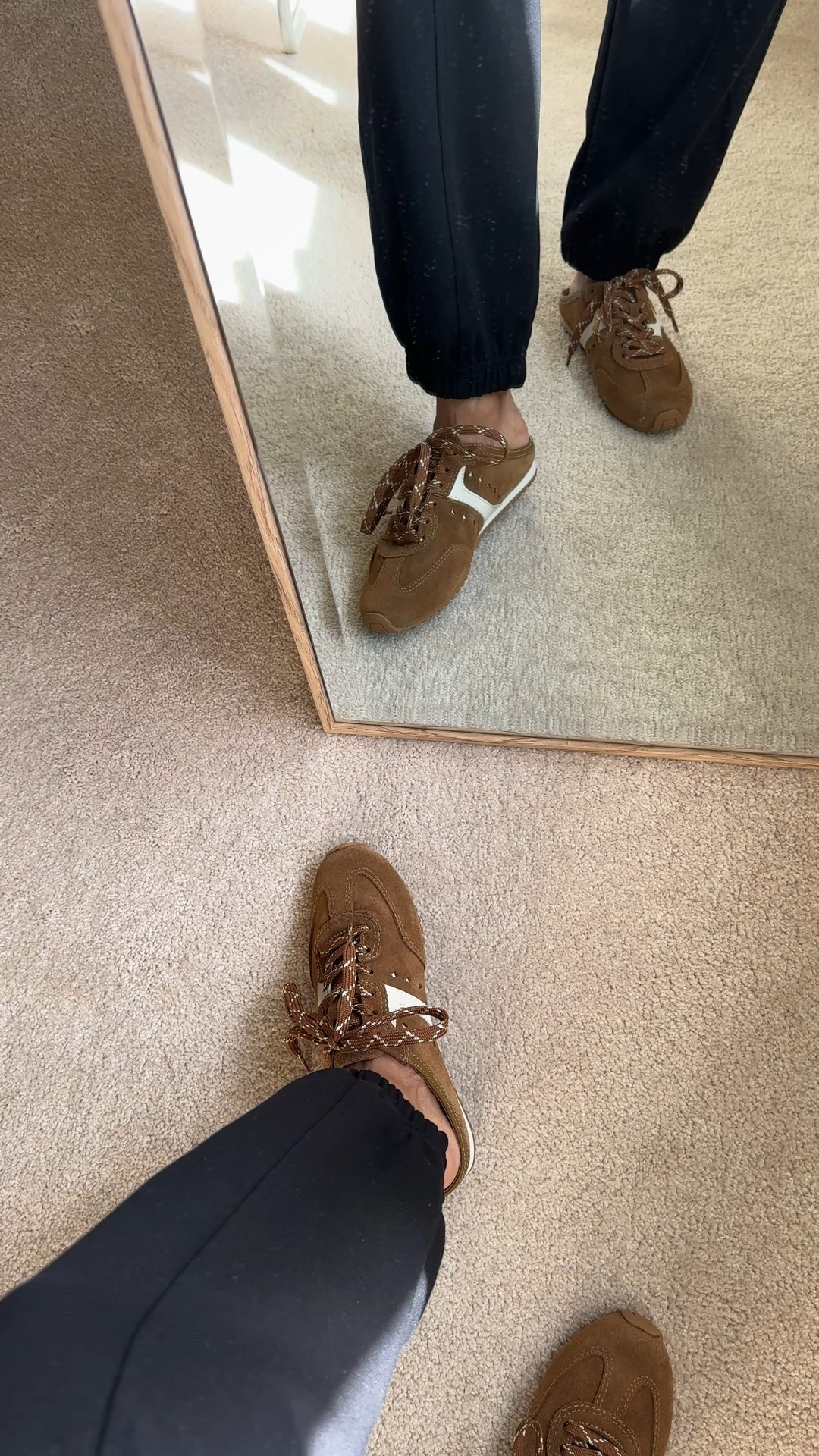 Fall outfit. 
Sneaker mules. Brown sneakers. Suede sneakers. True to size and impressive quality and comfort. Good investment shoe. 
Joggers are a great athleisure style. True to size. 


#LTKSaleAlert #LTKShoeCrush #LTKOver40