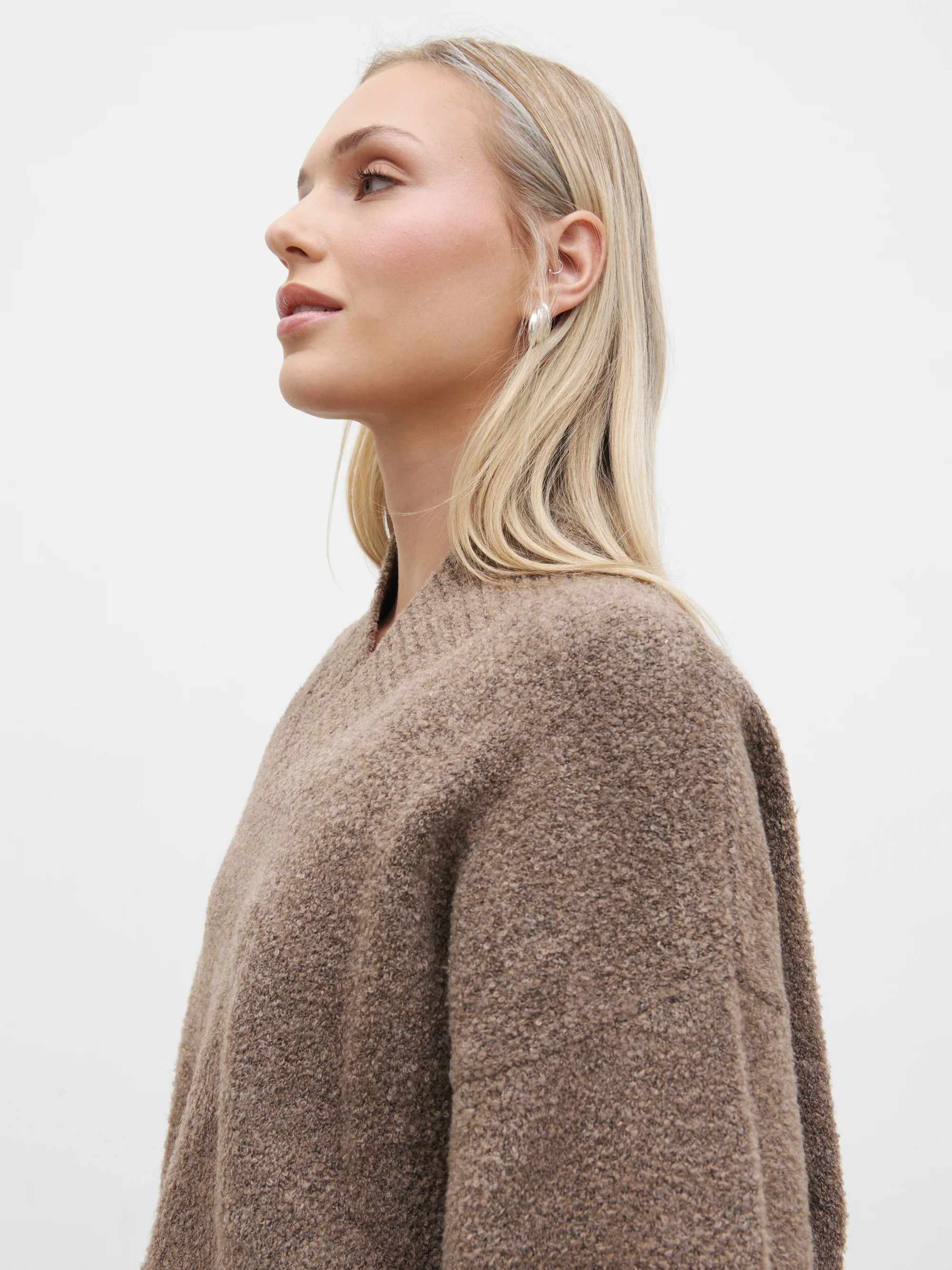 Camille V Neck Oversized Borg Jumper | Pretty Lavish (UK)