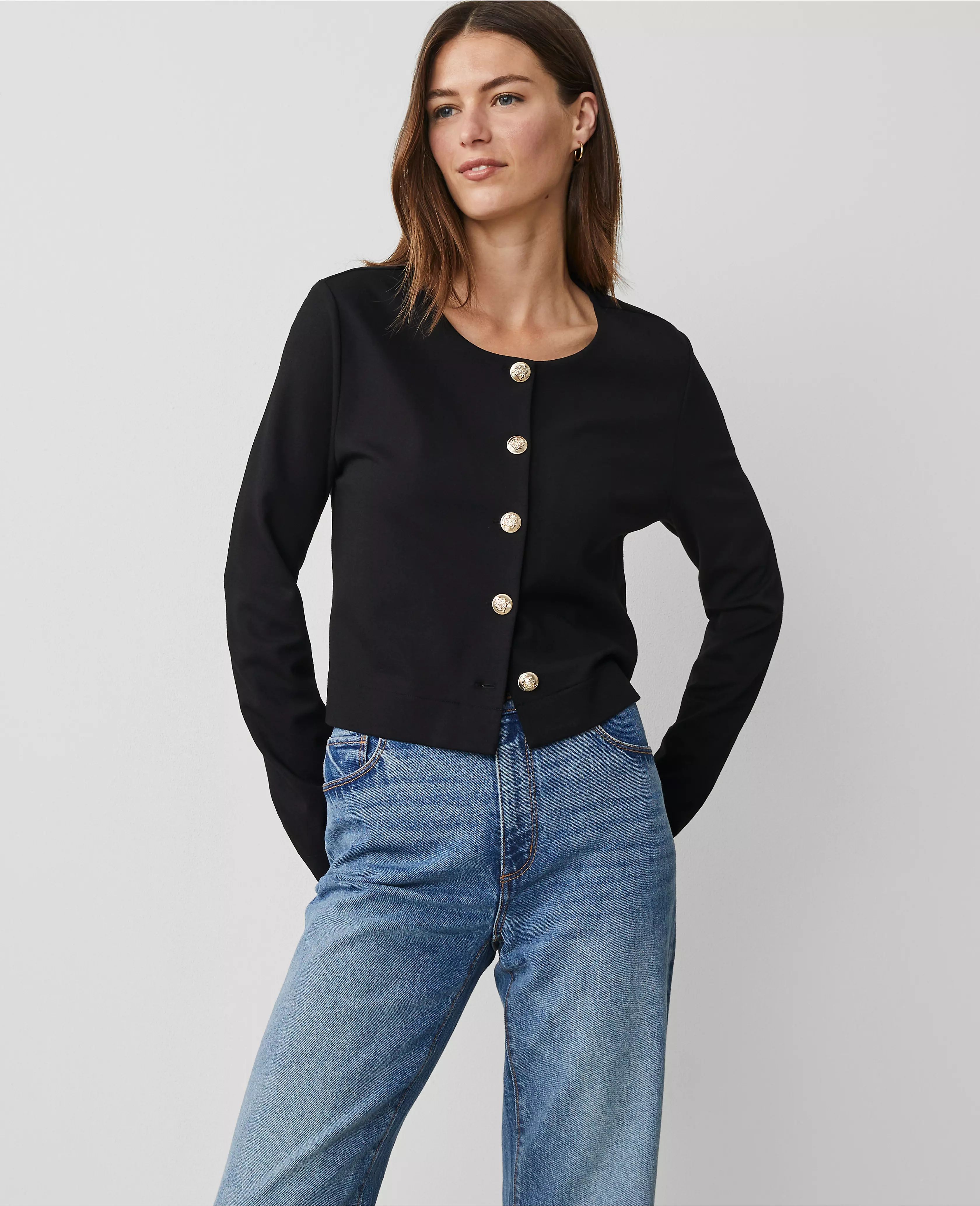 Petite Crew Neck Jacket | Ann Taylor (US)