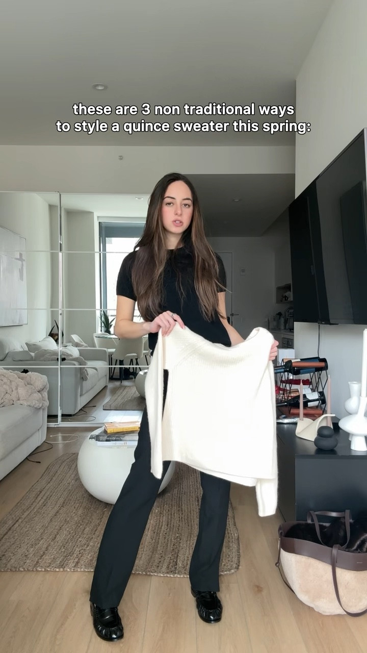 these are 3 ways to style a sweater to elevate your outfits this spring @Quince #quincepartner 
 
