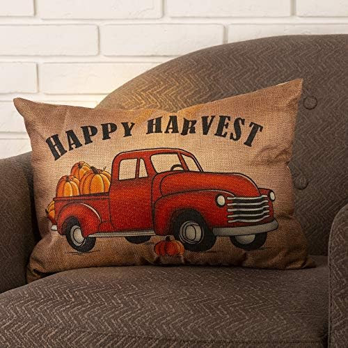 Glitzhome Fall Throw Pillows with Insert Decorative Throw Pillow with Happy Harvest Truck for Sofa C | Amazon (US)