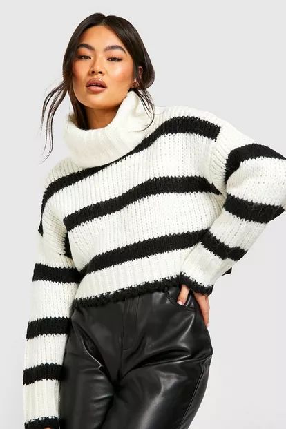 Chunky Stripe Crop Sweater | Boohoo.com (US & CA)