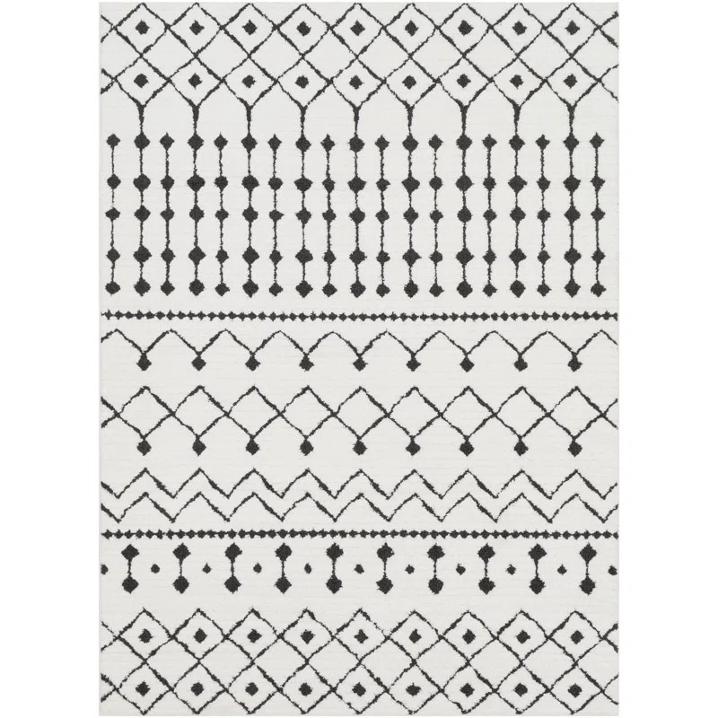 Steve Geometric Area Rug in Black/Charcoal/White | Wayfair North America