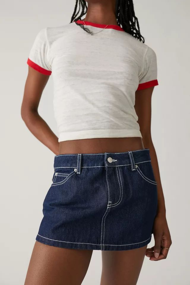 UO Oopsies Denim Micro Mini Skirt | Urban Outfitters (US and RoW)