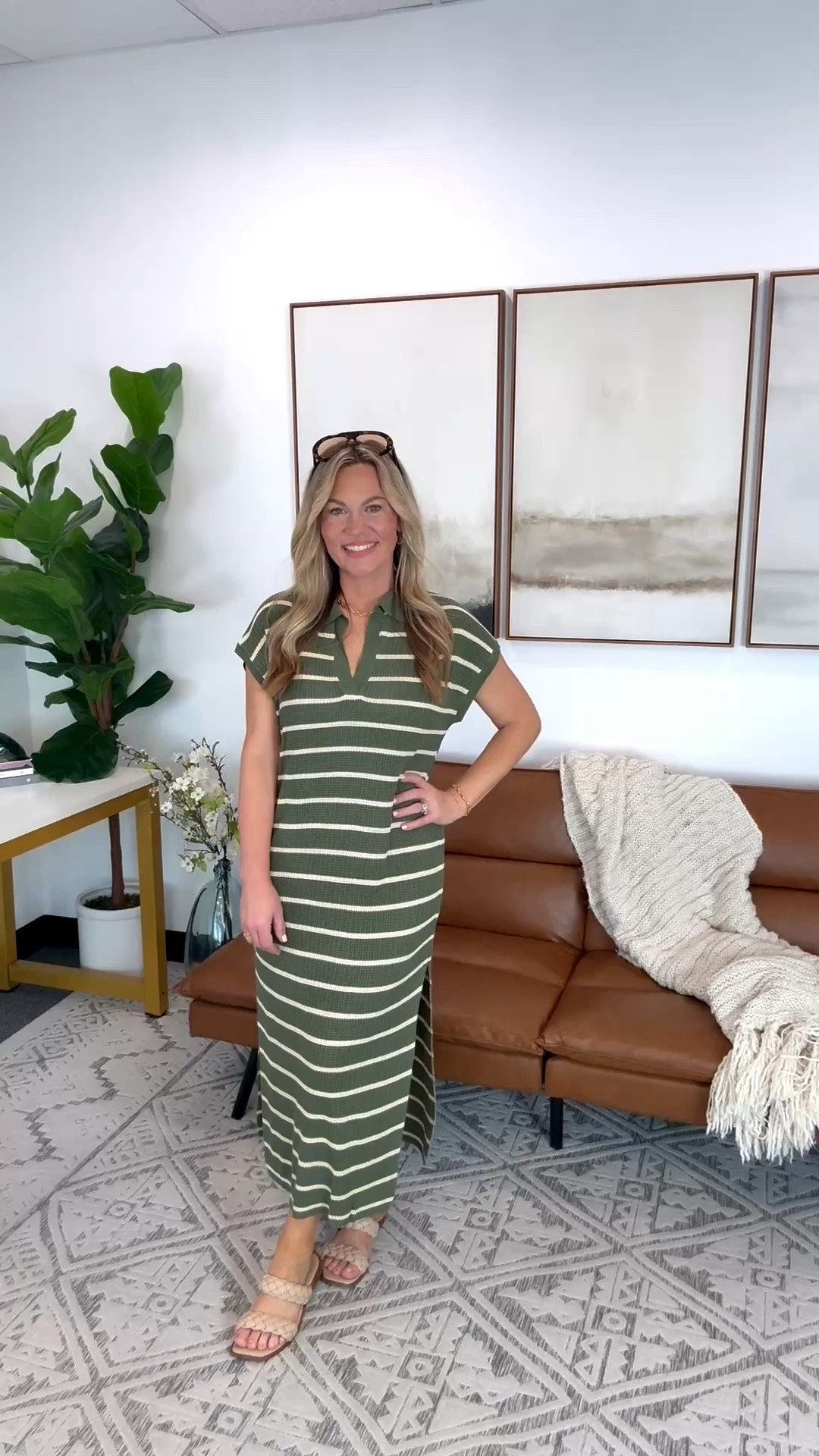 Easy spring knit dress  with a striped midi dress that brings comfort and polish together. Lightweight, flattering, and styled with neutral slides for an effortless everyday look that still feels put together! Perfect for traveling.

AudrieDollins, striped dress, midi dress outfit, spring dress, casual chic outfit, everyday dress, comfortable style, neutral sandals, green dress outfit, effortless style



#LTKTravel #LTKSwim #LTKActive