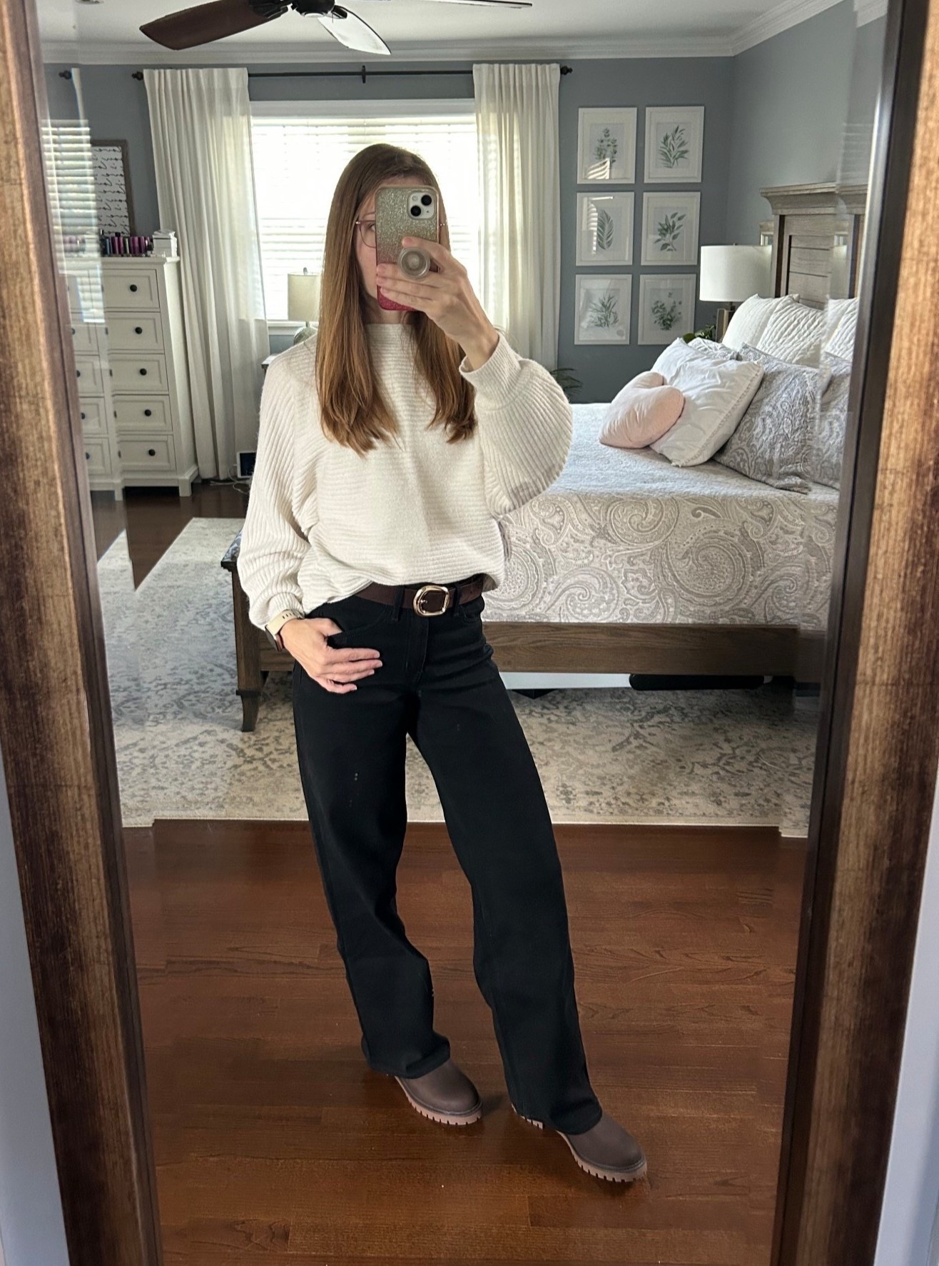 Do you like to mix brown and black elements in your outfits? I used to always keep those colors separate, but I think it can be done if it’s well balanced and includes neutrals. Here’s what I mean: the black pants are a natural choice to pair with the cream sweater. The brown boots are balanced by the brown belt, both of which look nice with the cream sweater. Thus, the overall look feels well-paired.

Dolman Sweater - from a past season by Open Edit at Nordstrom. Similar styles are linked.

Belt - Steve Madden
Pants - Old Navy wide leg denim, sz 0
Shoes - Journee Chelsea boot 


#LTKOver40 #LTKStyleTip #LTKFindsUnder50
