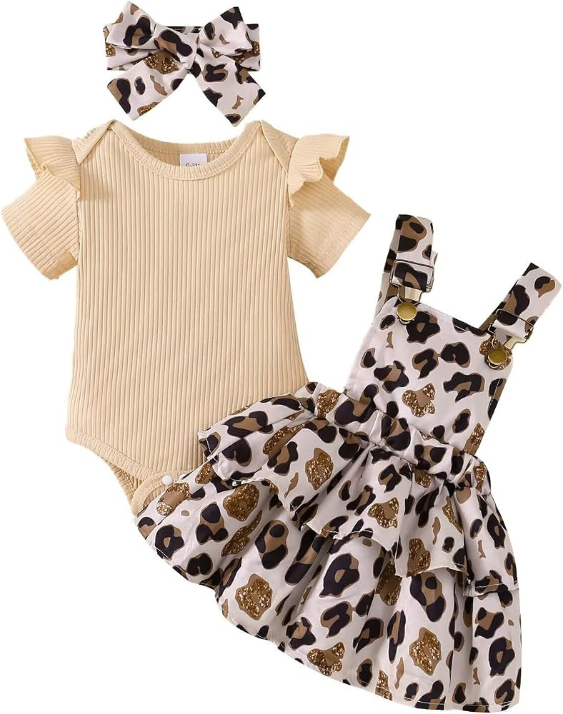 Baby Girl Clothes Cute Summer Outfits Short Sleeve Romper Adjustable Floral Overall Dress Headban... | Amazon (US)