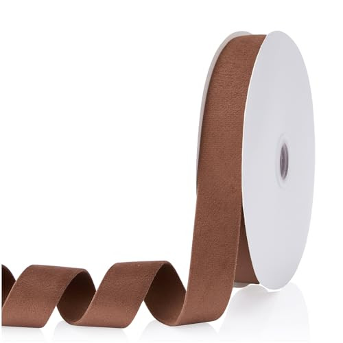 Velvet Ribbon Brown 1 inch, Continuous 20 Yards Double Faced Velvet Ribbon Great for Christmas Tree Ornaments,Gift Wrapping,Bow Making,Wreath Decoration,Wedding,Party,Handmade Crafts | Amazon (US)