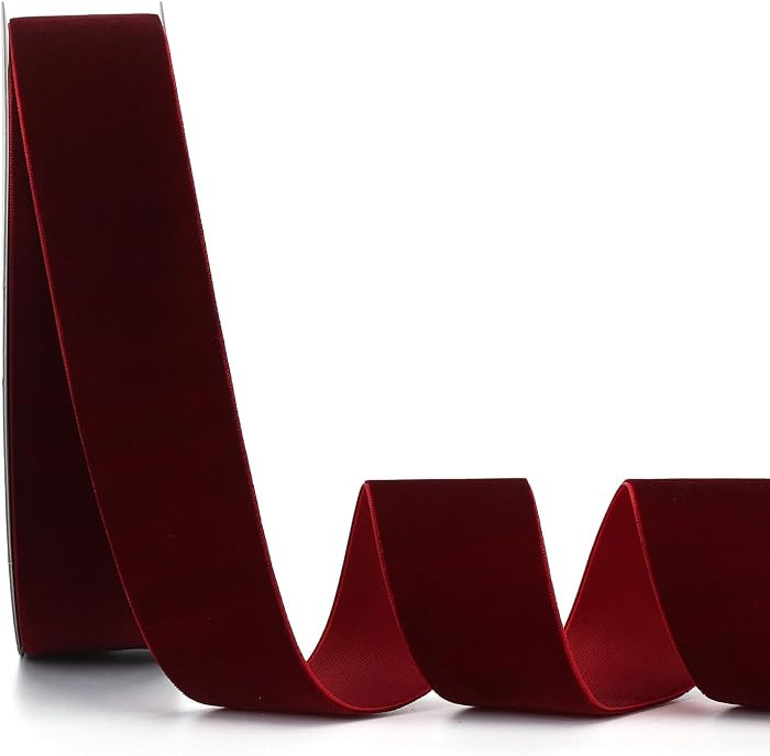Burgundy Velvet Ribbon 2 Inch x 20Yd,Great for Gift Wrapping,Hair Bows,Christmas,Wedding Party Decoration (2" Burgundy) | Amazon (US)