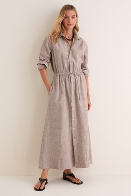 Cafe Stripe Linen Julien Shirt Dress | Tuckernuck (US)