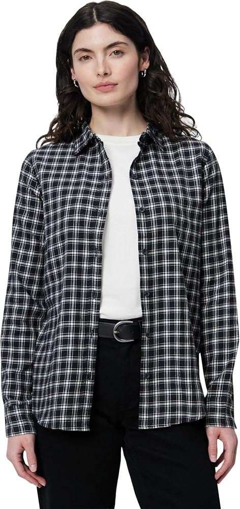 Amazon Essentials Women's Regular-Fit Long-Sleeve Lightweight Cotton Brushed Flannel Shirt | Amazon (US)