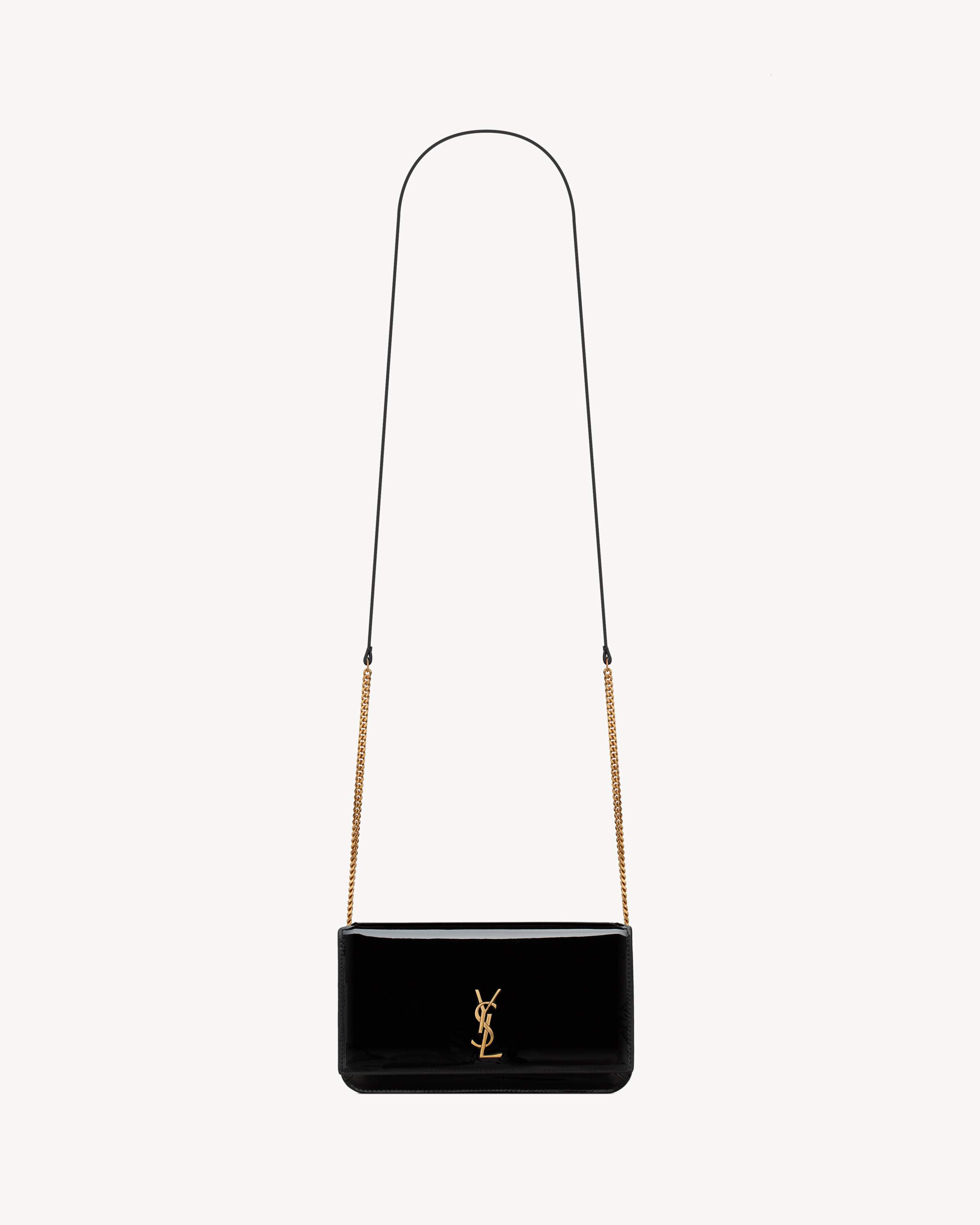 Saint Laurent Cassandre Phone Holder In Patent Leather - Black - Women - One Sizenisex | Saint Laurent Inc. (Global)